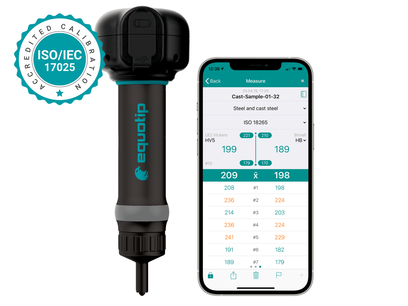 Equotip Live UCI Durómetro portátil inalámbrico de impedancia de contacto por ultrasonidos (UCI)