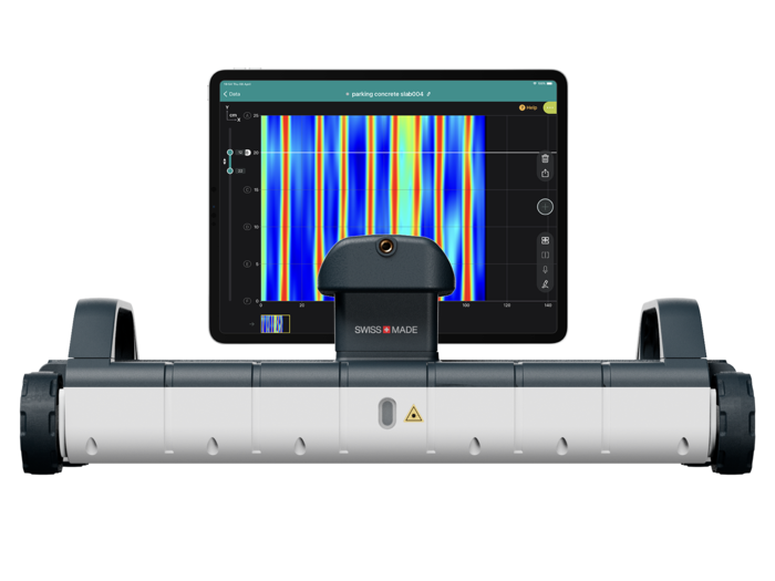 GP8100 Array GPR in calcestruzzo portatile altamente produttivo, che consente il rilevamento rapido degli oggetti e una raccolta dati di qualità superiore