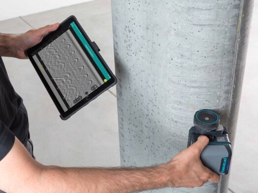GP8800 Concrete inspections and structural imaging with SFCW ground penetrating radar technology now fits at the palm of your hand